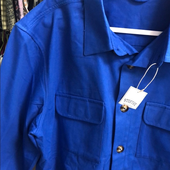 9TOFIVE Royal Blue Shirt Jacket with Collared Design - Picture 4 of 7